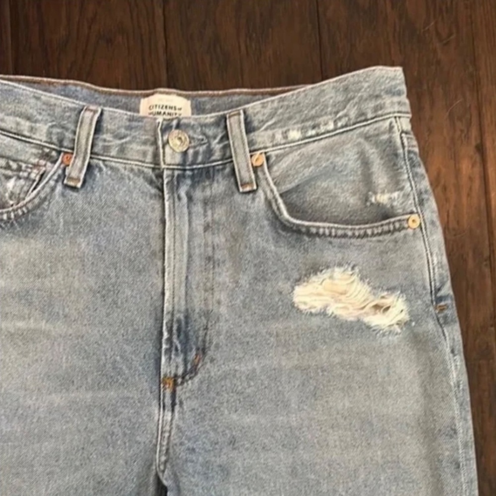 Citizens of Humanity Daphne Crop Jeans 27 Aster Wash High Rise Raw Hem Straight - Picture 6 of 10